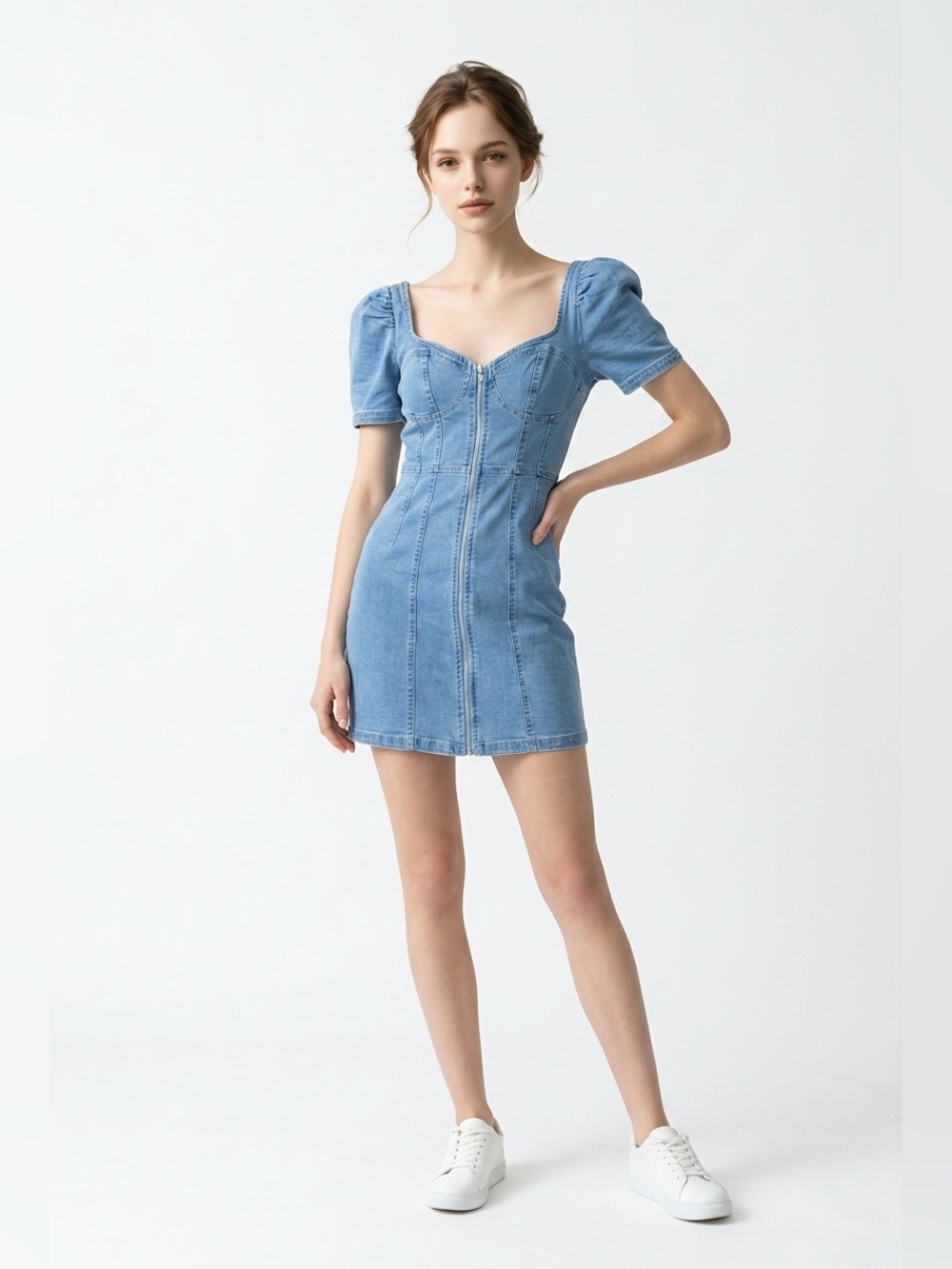 Stretch denim mini dress